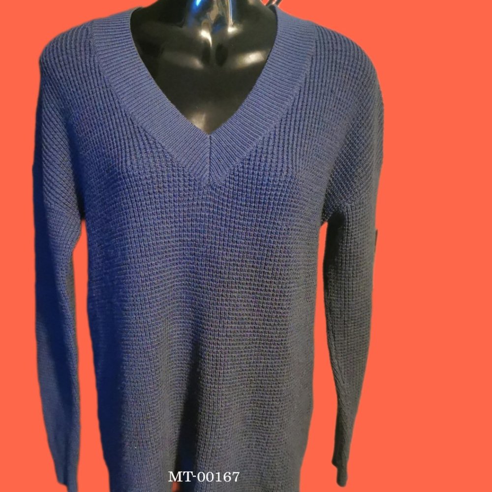 Kersh Merino Blend V-Neck Sweater (Blue)